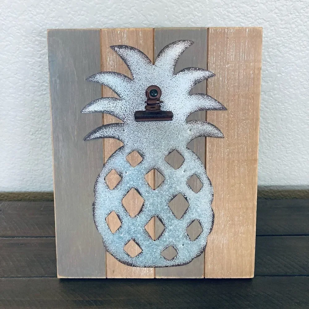 Pineapple Wood Metal Plank Clip Picture Frame Display